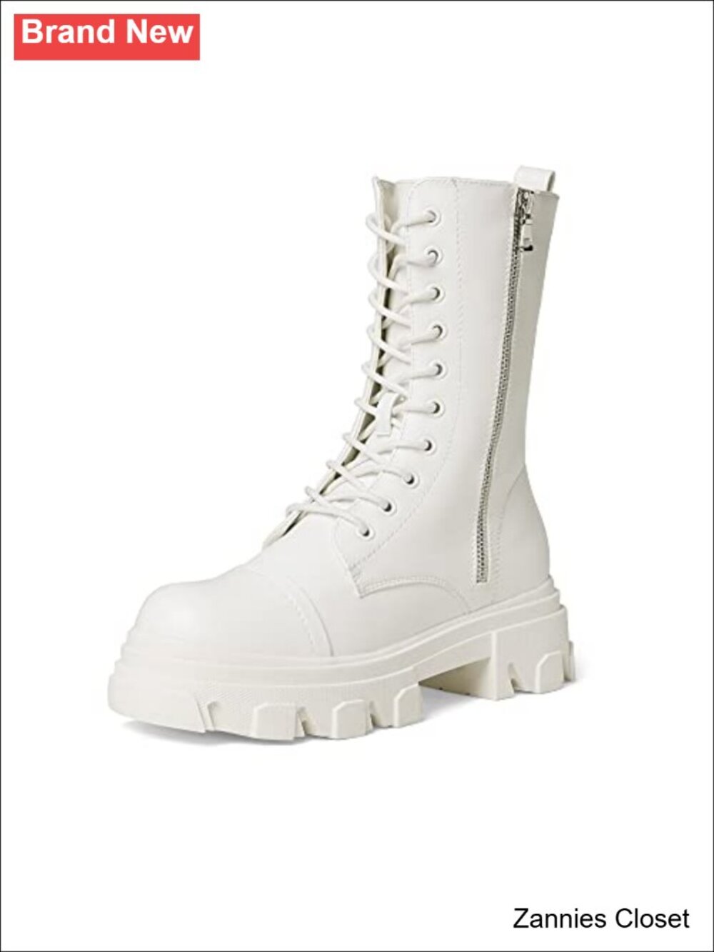 ✨ DREAM PAIRS Women's Combat Boots Lace Up Mid Calf Faux Leather Boots